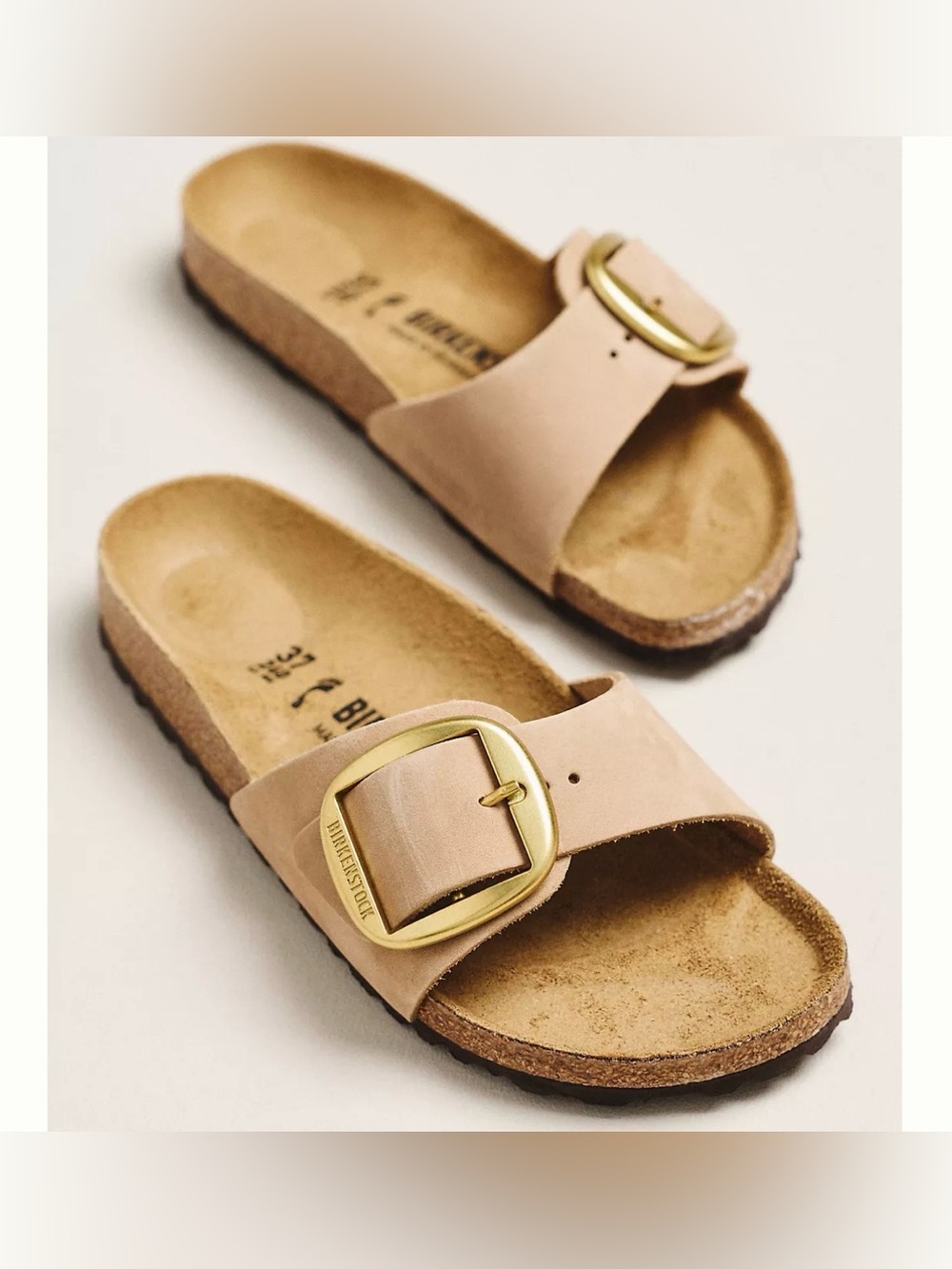 Birkenstock – Tan Suede Big Buckle Madrid Sandals, Size 35 (US 4-4.5)
